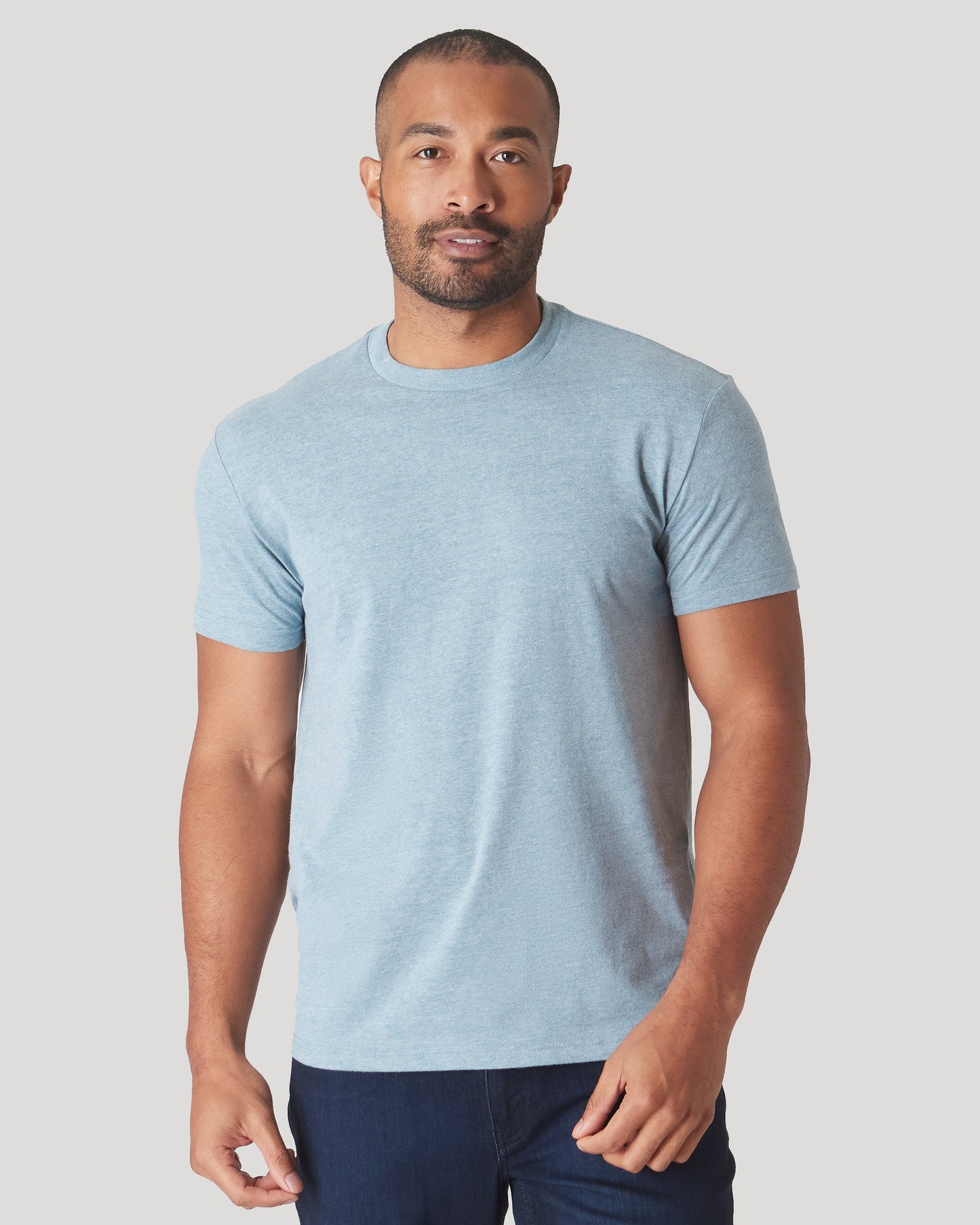 Heather Sapphire Short Sleeve Crew Neck T Shirt