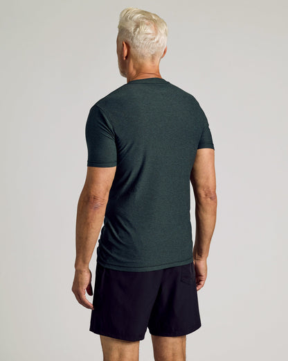 Dark Heather Forest Active Short Sleeve Crew Neck Tee