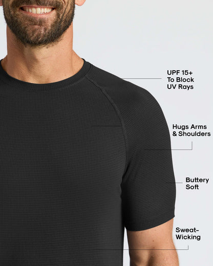 Black Active Mesh Crew 6-Pack