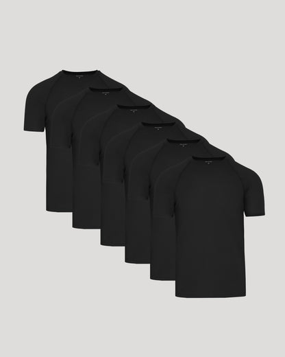 Black Active Mesh Crew 6-Pack