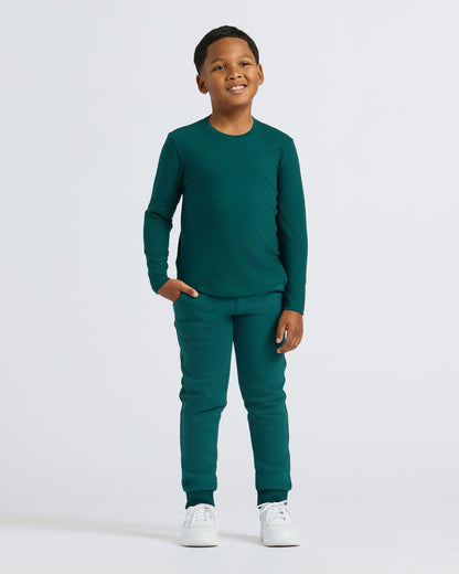 Boys' Classic Long Sleeve Curved Hem Crew Neck 6-Pack