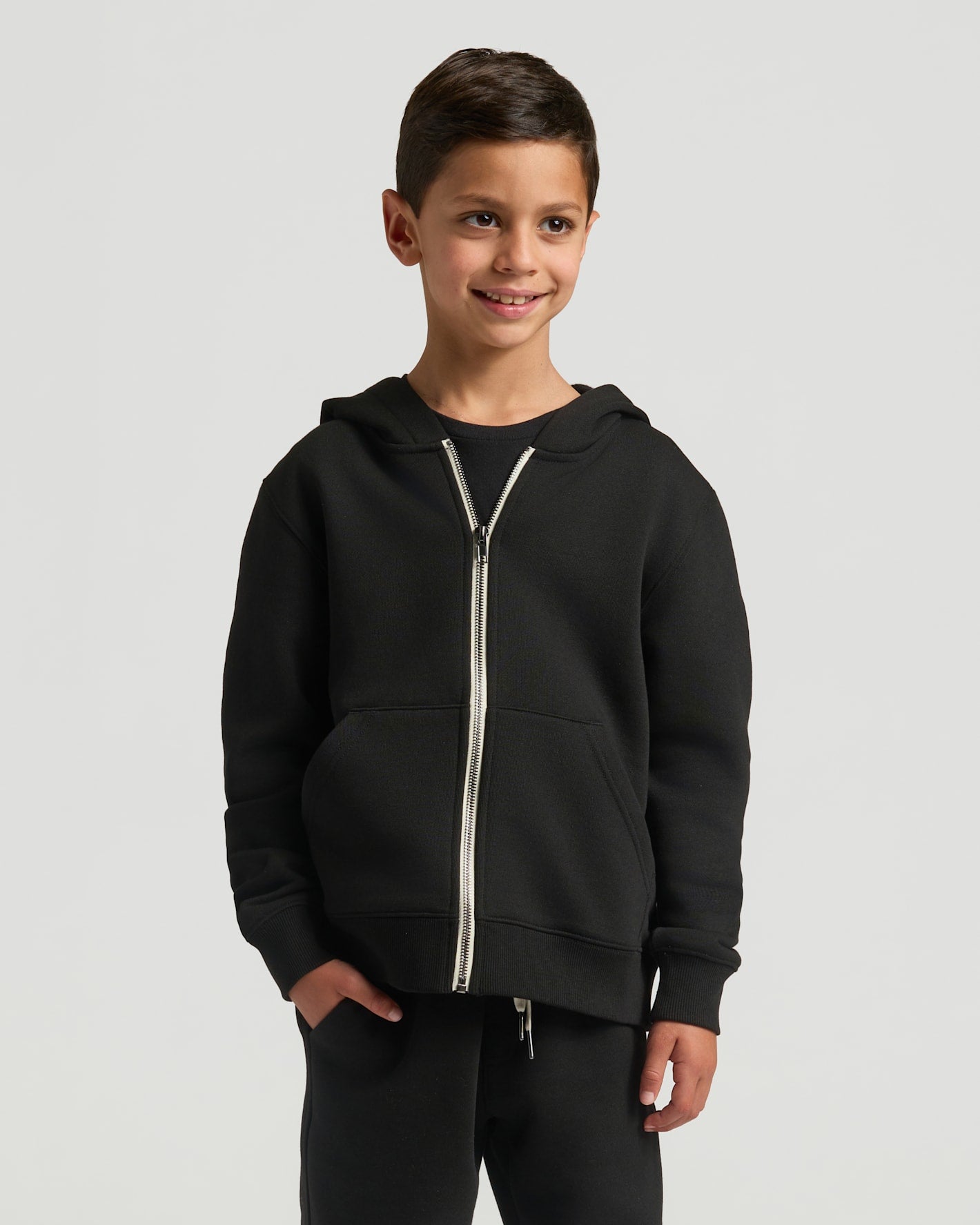 Boys Black Full Zip Fleece Hoodie & Jogger 2-Pack